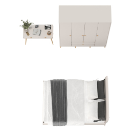 Столик прикроватный с кроватью 1400 Афина со шкаф-комодом 4-ре двери два ящика