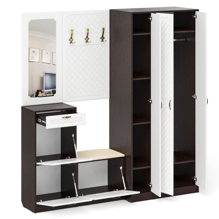 Прихожие, Набор модульной мебели для прихожей П-6-500 № 51 фрезеровка ромб