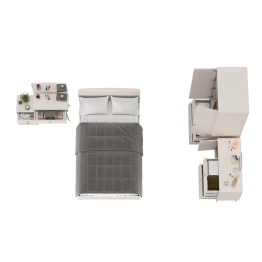 Кровать 1200 Афина с комодом и туалетным столиком и шкафом для одежды