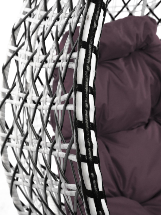 Подвесные кресла, Подвесное кресло КАПЛЯ ЛЮКС белая стойка двуцветное с ротангом