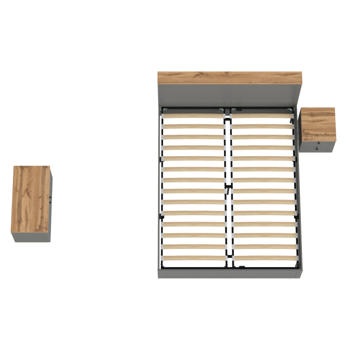 Спальные гарнитуры, Кровать двуспальная с ортопедическим основанием Остин с прикроватной тумбочкой и тумбой 13.257