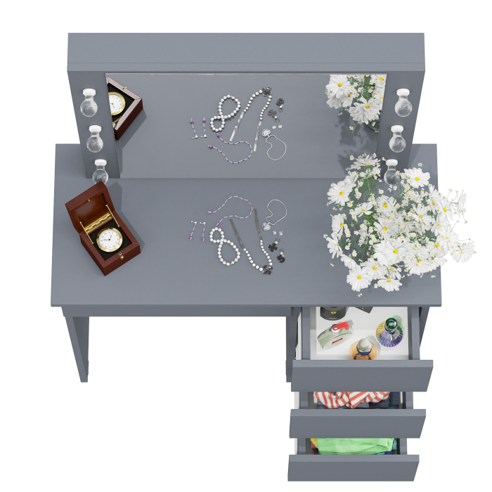 С зеркалом, Стол косметический с подсветкой Сура