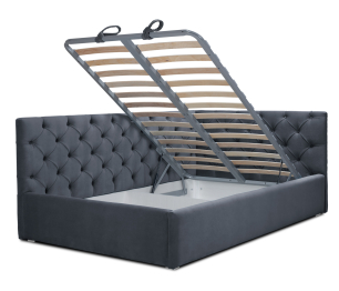 Кровать с мягким изголовьем угловая Оливия 1200 с подъемным механизмом, микровелюр