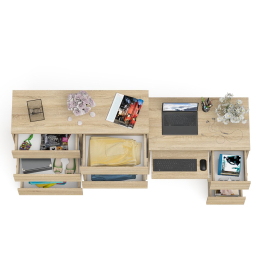 Комод Мори МК1200 8-мь ящиков со столом компьютерным МС-6 правым