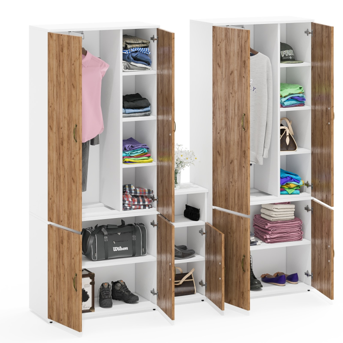 Для одежды, Два шкафа платяных Лидер-8 с тумбочкой с нишей МД 3.19