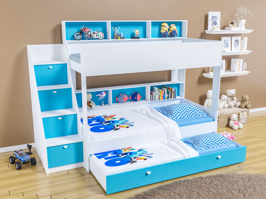 Кровати двухъярусные, Трехъярусная кровать Golden Kids 10.1 белый