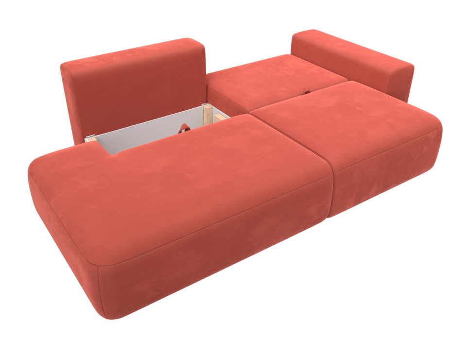 Диваны еврокнижки, Диван прямой Лига-036 Модерн подлокотник справа, микровельвет