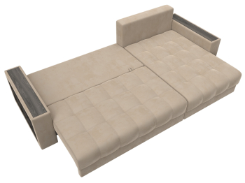 Диван угловой с декором и полкой Лига-050 НПБ, велюр SEVEN