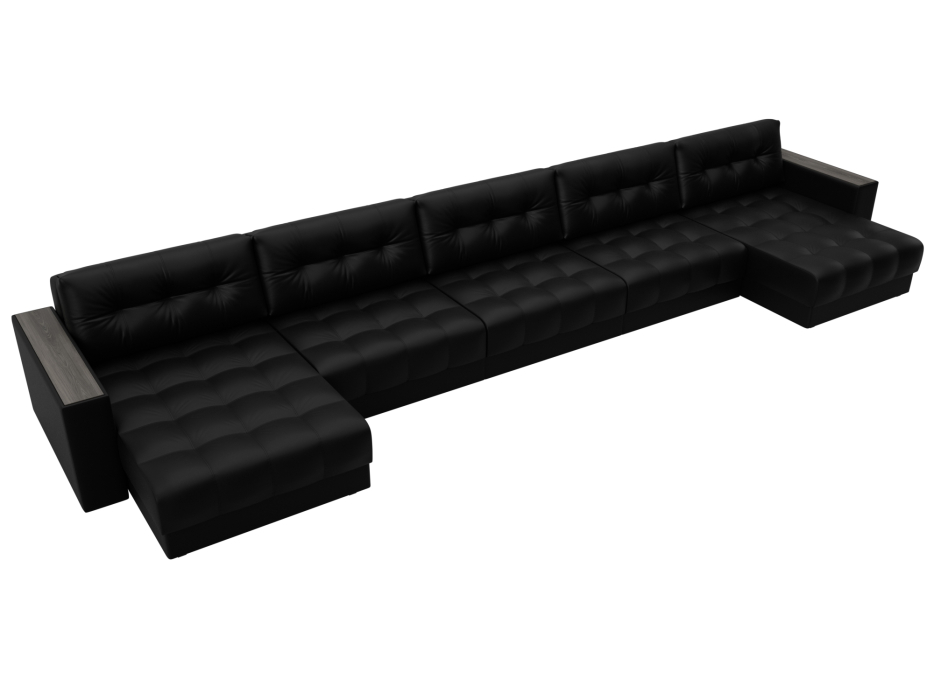 Диваны еврокнижки, Диван П-образный с декором Лига-049 НПБ Мегалонг, экокожа GRIFON