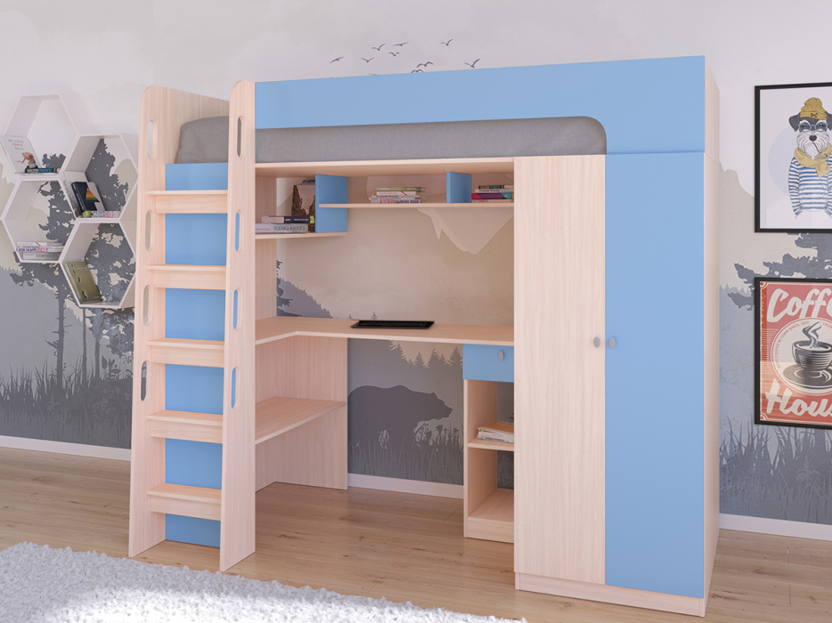 Кровати-чердаки, Кровать-чердак Астра 10 Дуб молочный