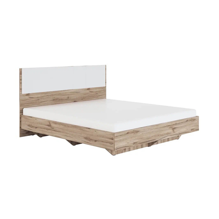Кровати с мягким изголовьем, Кровать 1,8 с мягким элементом Николь мод. 1.6, дуб альпийский, белый экокожа