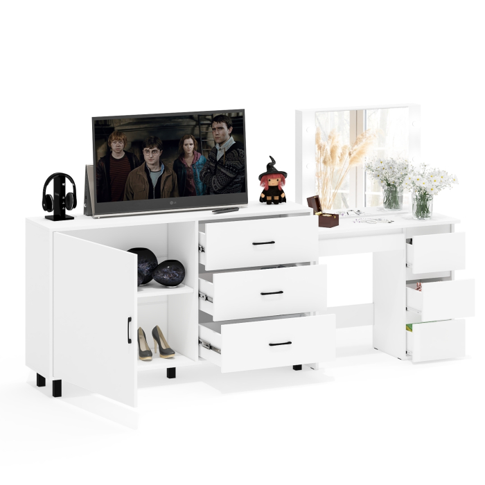 Туалетные столики, Столик косметический с подсветкой Сура и тумба-комод 122-1504