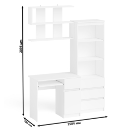 Стол компьютерный Мори МС-1 правый с навесной полкой и стеллаж-комодом 600.3