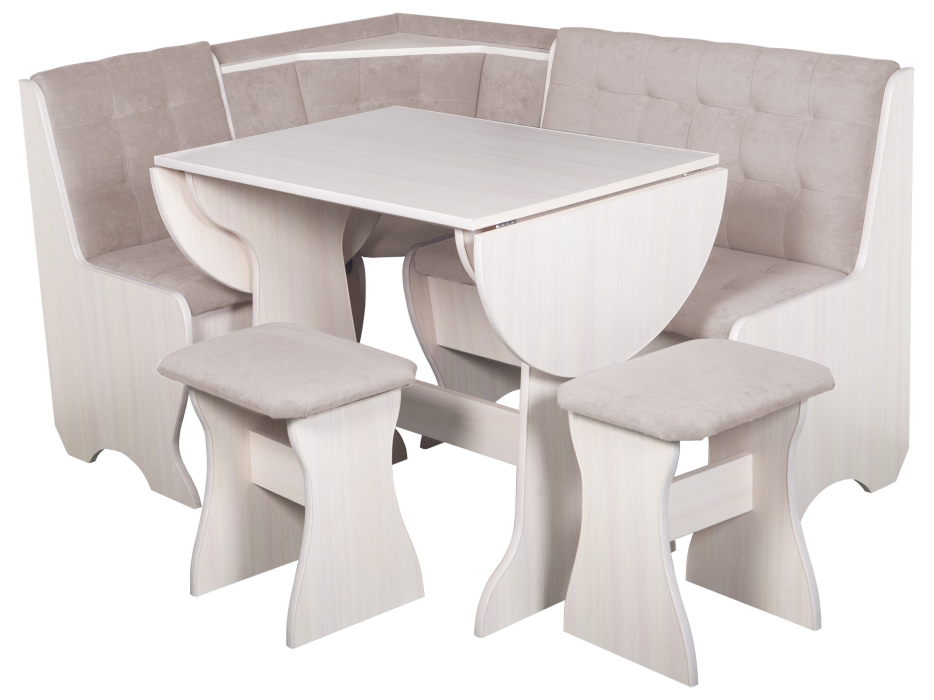 Кухонные уголки, Кухонный уголок Стиль 1Л (со столом СТ-2У) Дуб млечный / велюр