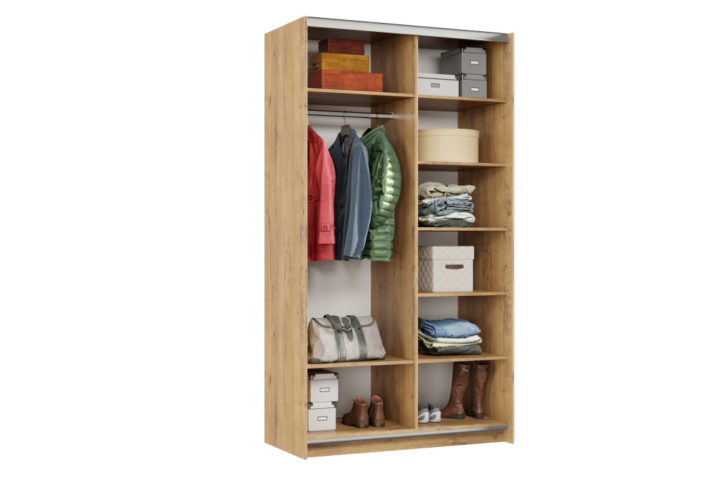 Шкафы-купе 2-х дверные, Шкаф-купе Smart 1222 2х дверный (фасады ЛДСП/зеркало) профиль серебро