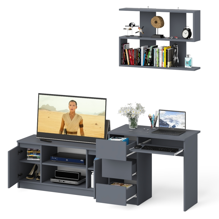 Прямые компьютерные столы, Мори стол компьютерный МС-6 левый с тумбой МТВ1200.1 и навесной открытой полкой