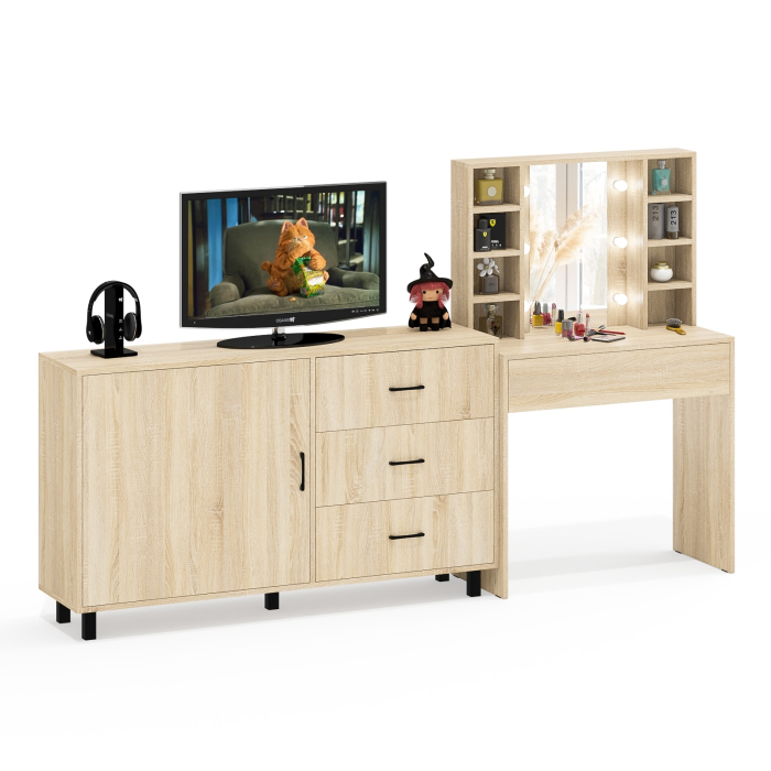 Туалетные столики, Столик туалетный с полочками и с подсветкой и комод 122-1504