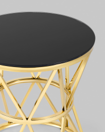 Журнальный стол ВИВА 50х50 (Стекло черное/Сталь золото)