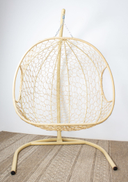 Подвесное кресло ДЛЯ ДВОИХ с ротангом бежевое