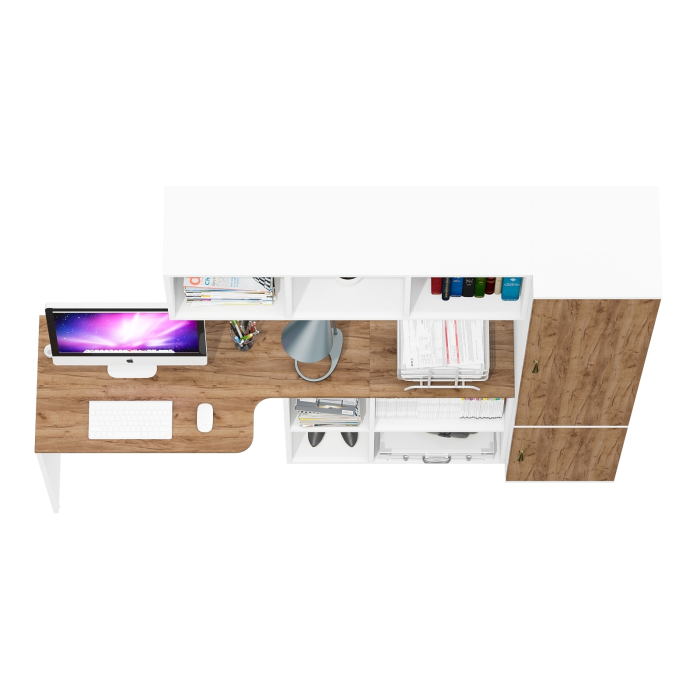 Домашние кабинеты, Пенал пять полок и стол компьютерный с верхней навесной полкой Лидер-8