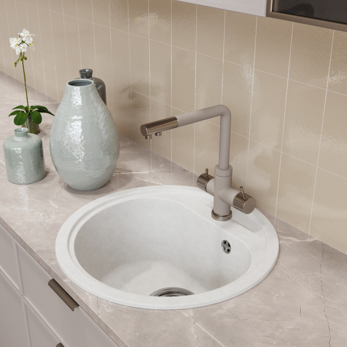 Кухонные мойки, Мойкa ML-GM10 круглая, 440мм (глуб. чаши 180) NEW*