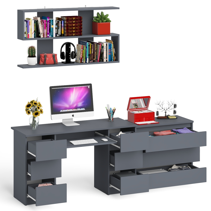 Домашние кабинеты, Комод Мори три ящика МК-800 и стол компьютерный Мори МС-2 с полкой 1200
