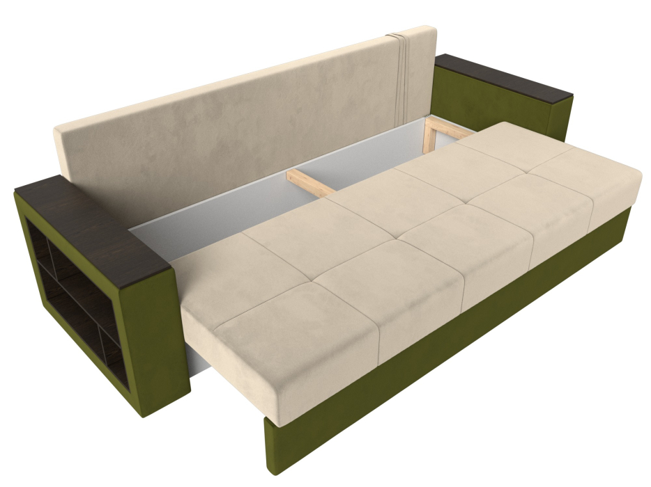 Диваны кровати со спальным местом, Диван прямой Дубай Лайт полки слева, микровельвет