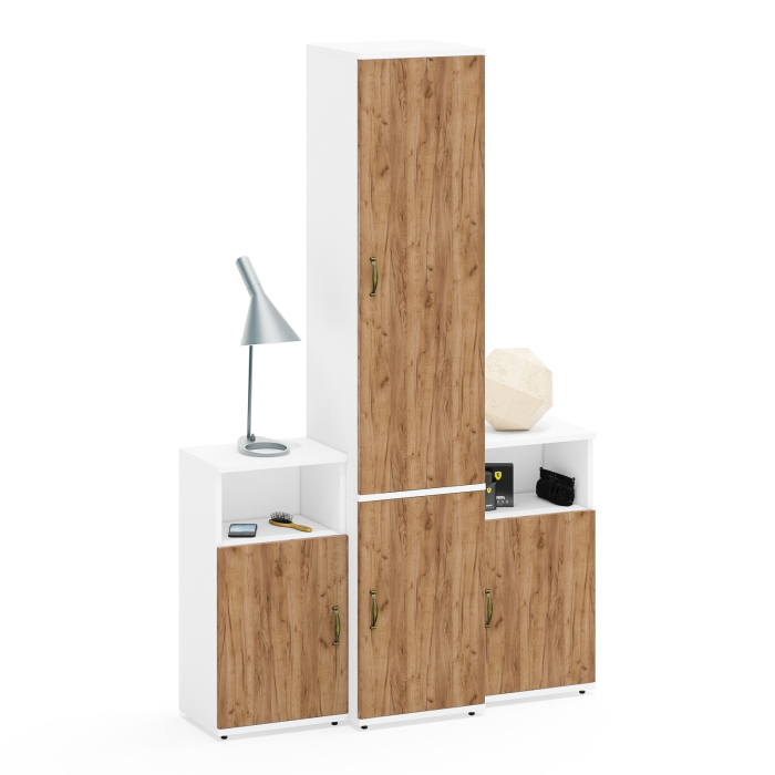 Домашние кабинеты, Пенал с дверками и полками и две тумбы с нишей Лидер-8