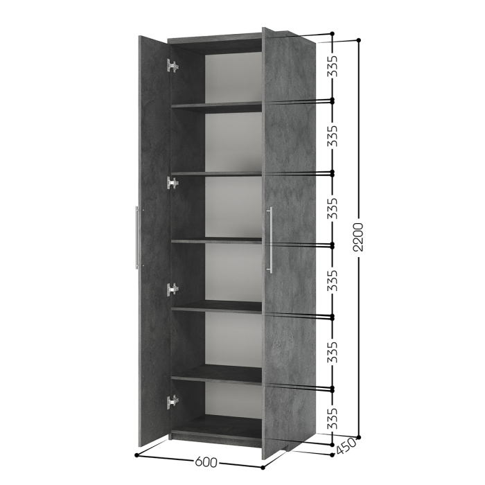 Для одежды, Шкаф с полками Мелодия МП-21 60х45