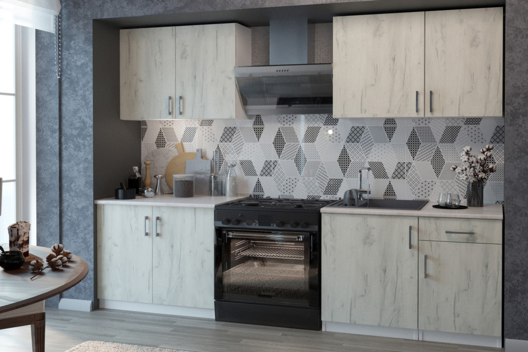 Кухонные гарнитуры, Кухня Адель 1800 дуб крафт белый