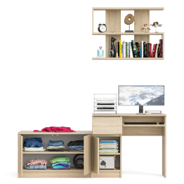 Компьютерный стол Мори МС-1 левый с тумбой две дверки и полкой