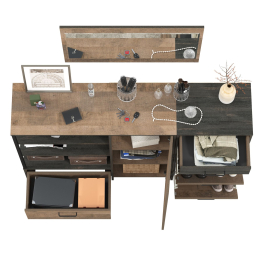 Тумба для обуви с зеркалом и широкий комод с нишами Трувор