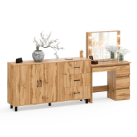 С зеркалом, Косметический столик Сура с зеркалом и подсветкой и с тумбой-комодом 123-1604