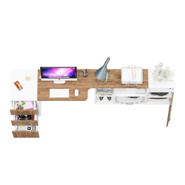 Рабочее место из письменного стола-трансформера и двух тумб Лидер-8.