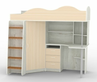 Кровать чердак Пионер с деревянной лестницей, Винтерберг