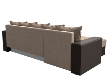 Диван угловой Дубай Лайт, велюр/экокожа, левый угол