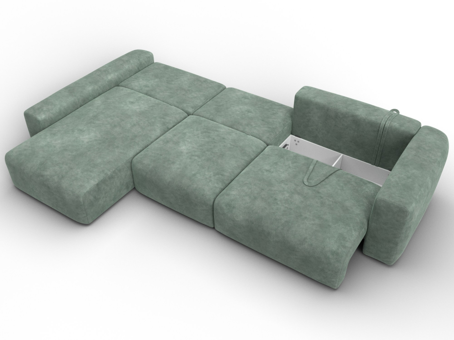 Диваны угловые в гостиную, Диван угловой Лига-066 НПБ Лонг угол левый, велюр BRUT