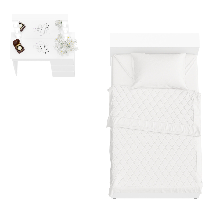 Спальные гарнитуры, Кровать с ящиками полутораспальная Ксения 1200 и туалетный столик с подсветкой Сура