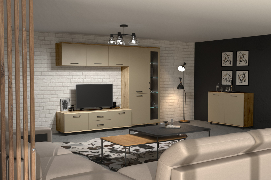 Стенки для гостиной, Модульная гостиная Грейс композиция 10  Гикори Джексон Светлый