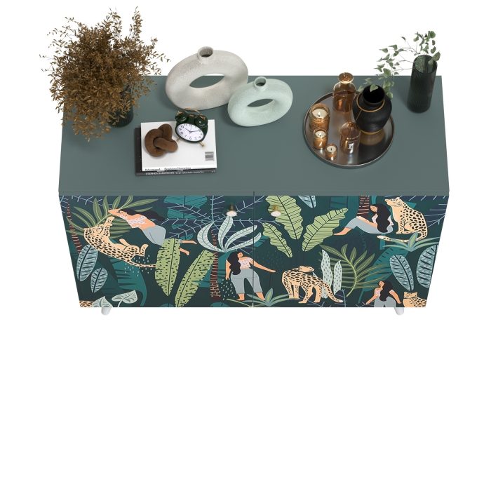 Комоды, Комод-тумба Либера 16.230.01, фасады с рисунком Тропический лес