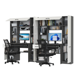 Столы рабочие для двоих с компьютерными креслами Aльфа