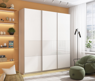 Шкаф-купе Прайм ДСП/Стекло белое, 240х57х230