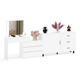 Стол-трансформер косметический с подсветкой 110 и комод-тумба три ящика 122-1504