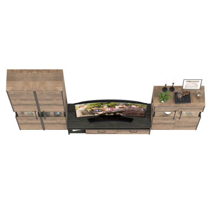 Стенки для гостиной, Гостиная с подсветкой Трувор № 40 дизайн в стиле лофт