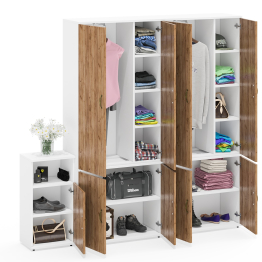 Два шкафа платяных Лидер-8 с тумбочкой с нишей МД 3.19