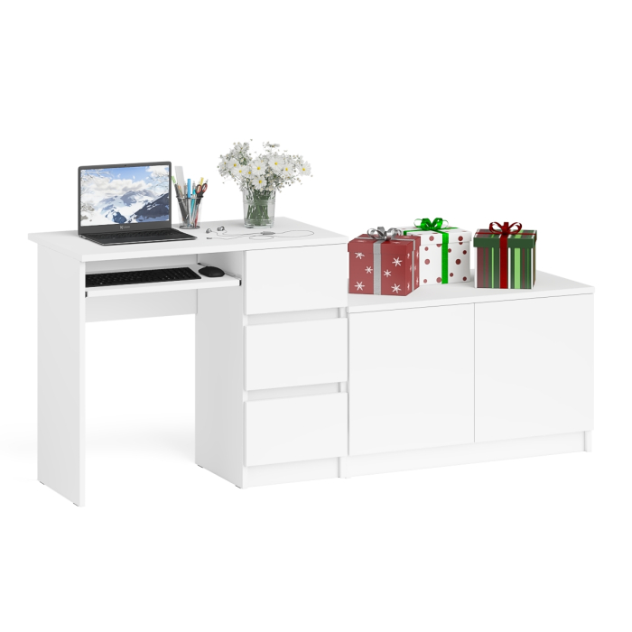 Прямые компьютерные столы, Тумба Мори МА900.1 и стол компьютерный МС-6 ящики справа