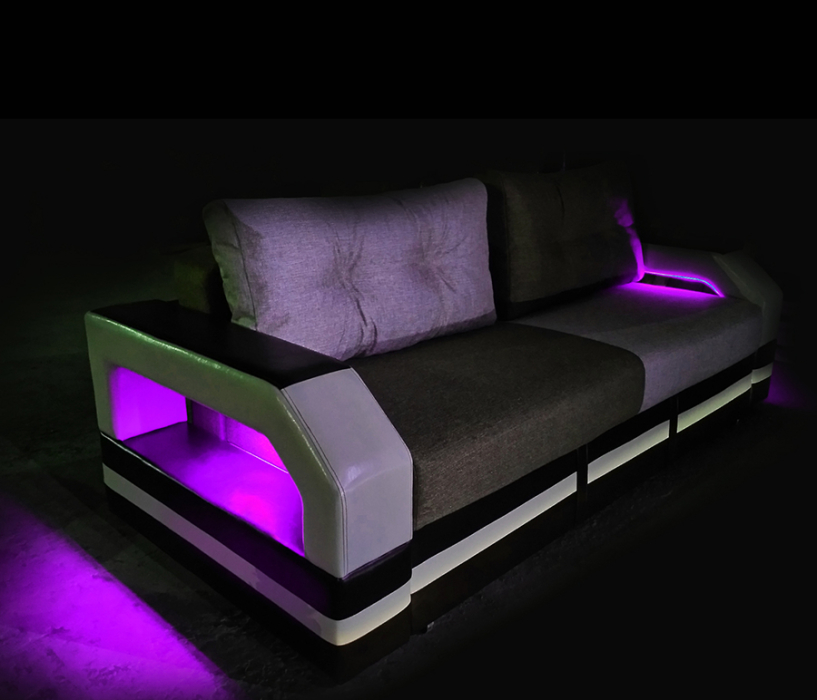 Диваны прямые, Диван-кровать еврокнижка, Манчестер 150 с подсветкой, рогожка/экокожа