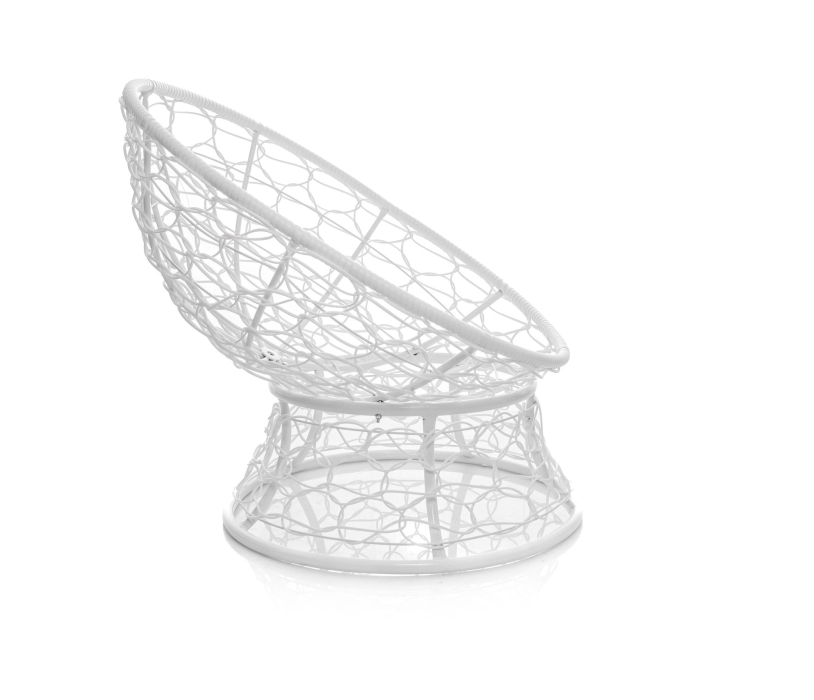 Кресла, Кресло ПАПАСАН мини с ротангом белое