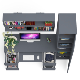 Компьютерный стол МС-2 с верхней полкой и пеналом для вещей Мори