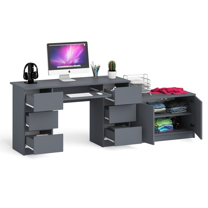 Прямые компьютерные столы, Двухтумбовый компьютерный стол Мори МС-2 с широкой тумбой на 900